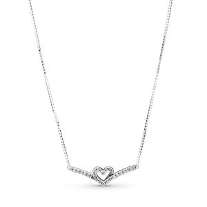 Collar Collier Hueso de Los Deseos con Corazón Reluciente