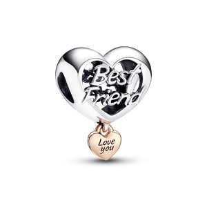 Charm Corazón Te Amo Mejor Amiga Recubrimiento en Oro Rosa