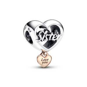 Charm Corazón Yo Te Amo Hermana Recubrimiento en Oro Rosa