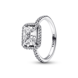 Anillo Halo Rectangular Reluciente