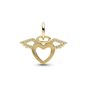 Charm Colgante Corazón y Alas de Ángel Oro 14K