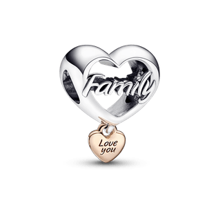 Charm Corazón de Familia Te Amo Recubrimiento en Oro Rosa