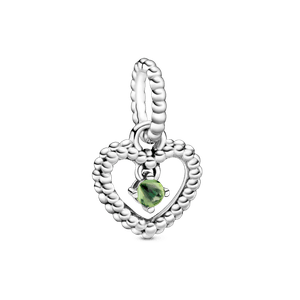 Dije Colgante Corazón de Abalorio Verde Primavera