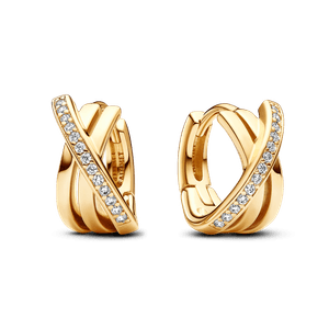Aretes de Aro Pavé Cruzado Dorado