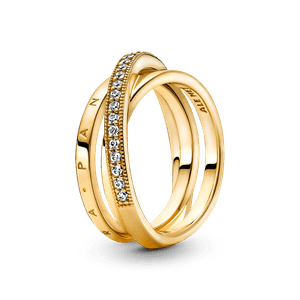 Anillo Cruzado Triple Alianza en Pavé