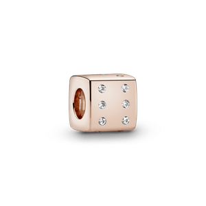 Charm Dado Brillante Recubierto en Oro Rosa 14k