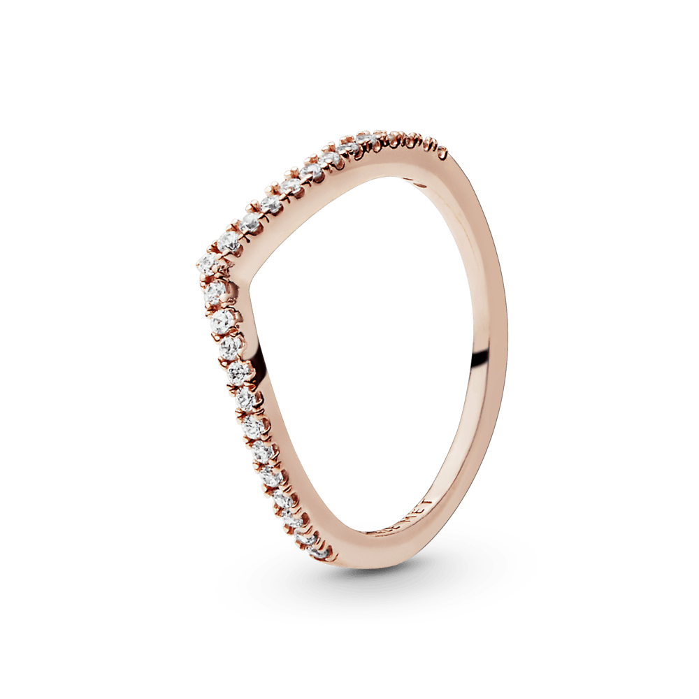 Anillo Deseos Brillantes Recubrimiento en Oro Rosa de 14K|Pandora