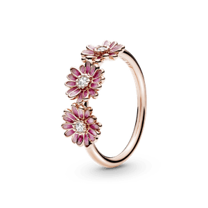 Anillo Trío de Margaritas Rosas