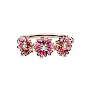 Anillo Trío de Margaritas Rosas