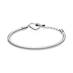 Brazalete Moments Cadena de Serpiente con Cierre en T y Corazón Grabable