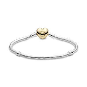 Brazalete Pandora Moments Cadena de Serpiente con Broche de Corazón Dorado
