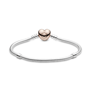 Brazalete Pandora Moments Cadena de Serpiente con Broche de Corazón Rosa