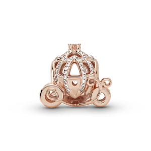 Charm Recubrimiento en Oro Rosa de 14K de Carruaje Brillante Cenicienta de Disney