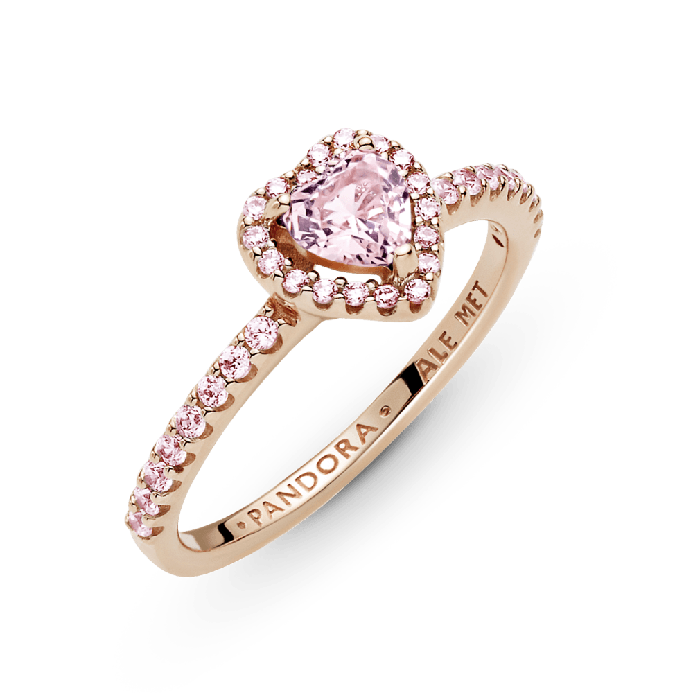 Anillo Corazón Brillante Recubrimiento en Oro Rosa Elevado|Pandora