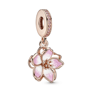 Charm Colgante Flor de Cerezo En Recubrimiento En Oro Rosa 14K