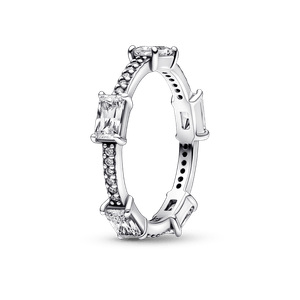 Anillo Barras Rectangulares en Pavé Reluciente