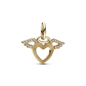 Charm Colgante Corazón y Alas de Ángel Oro 14K