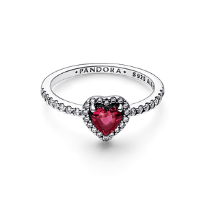 Anillo Corazón Elevado Rojo