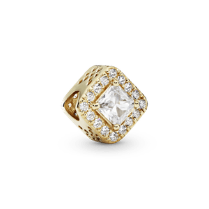 Charm Cuadrado con Halo Brillante Dorado