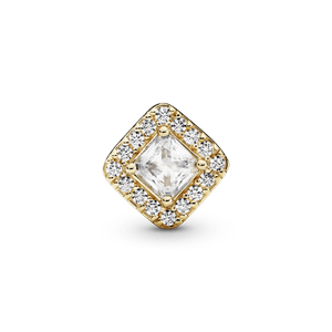 Charm Cuadrado con Halo Brillante Dorado