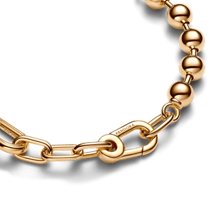 Brazalete de Eslabones Link y Cuentas Metálicas Pandora ME en Oro 14k
