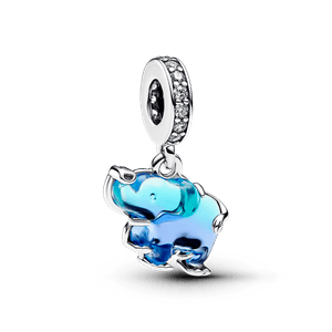 Charm Colgante de Cristal de Murano Azul Elefante