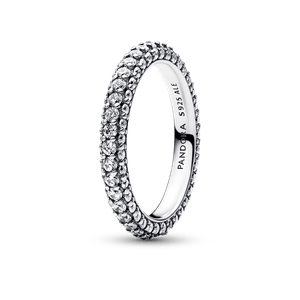 Anillo Fila en Pavé Plateado