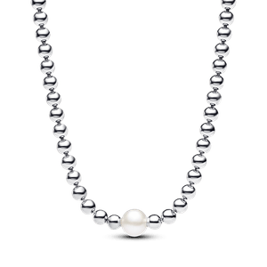 Collar Esferas y Perla Cultivada de Agua Dulce Tratada