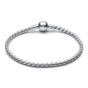 Brazalete De Cadena Trenzada Con Broche Redondo Plateado