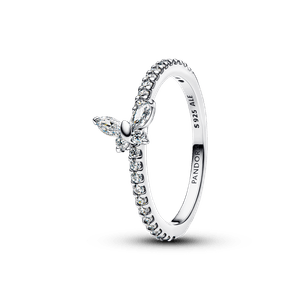 Anillo Mariposa Resplandeciente Plateado
