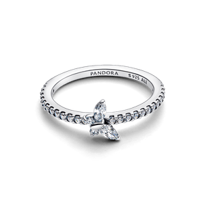 Anillo Mariposa Resplandeciente Plateado