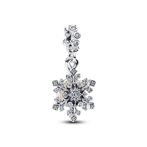 Charm Colgante doble Copo de Nieve Opalescente